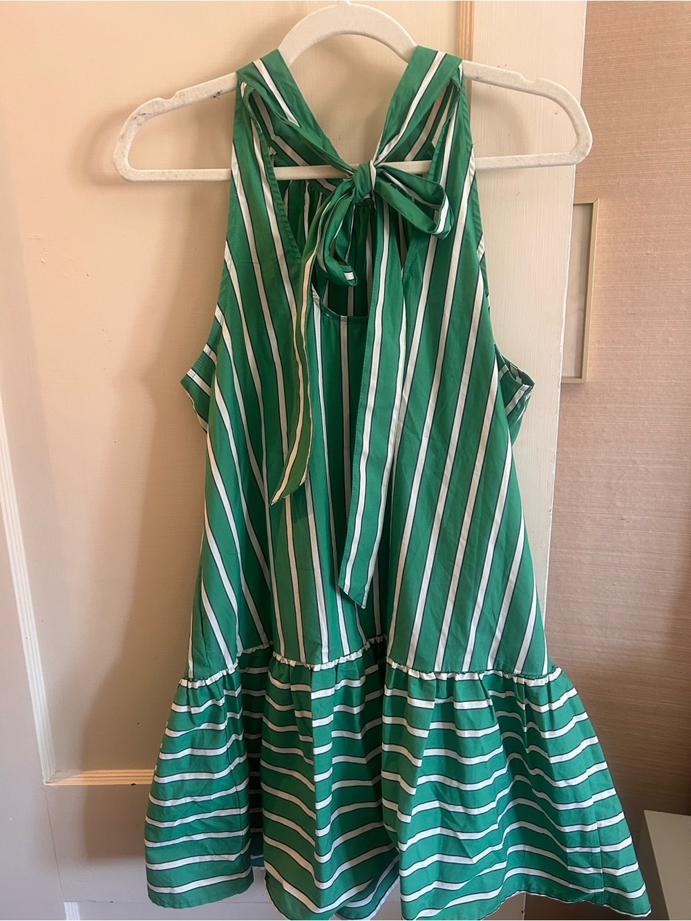Christian Lacroix Green and White Striped Halter Mini Dress - Picture 3 of 4